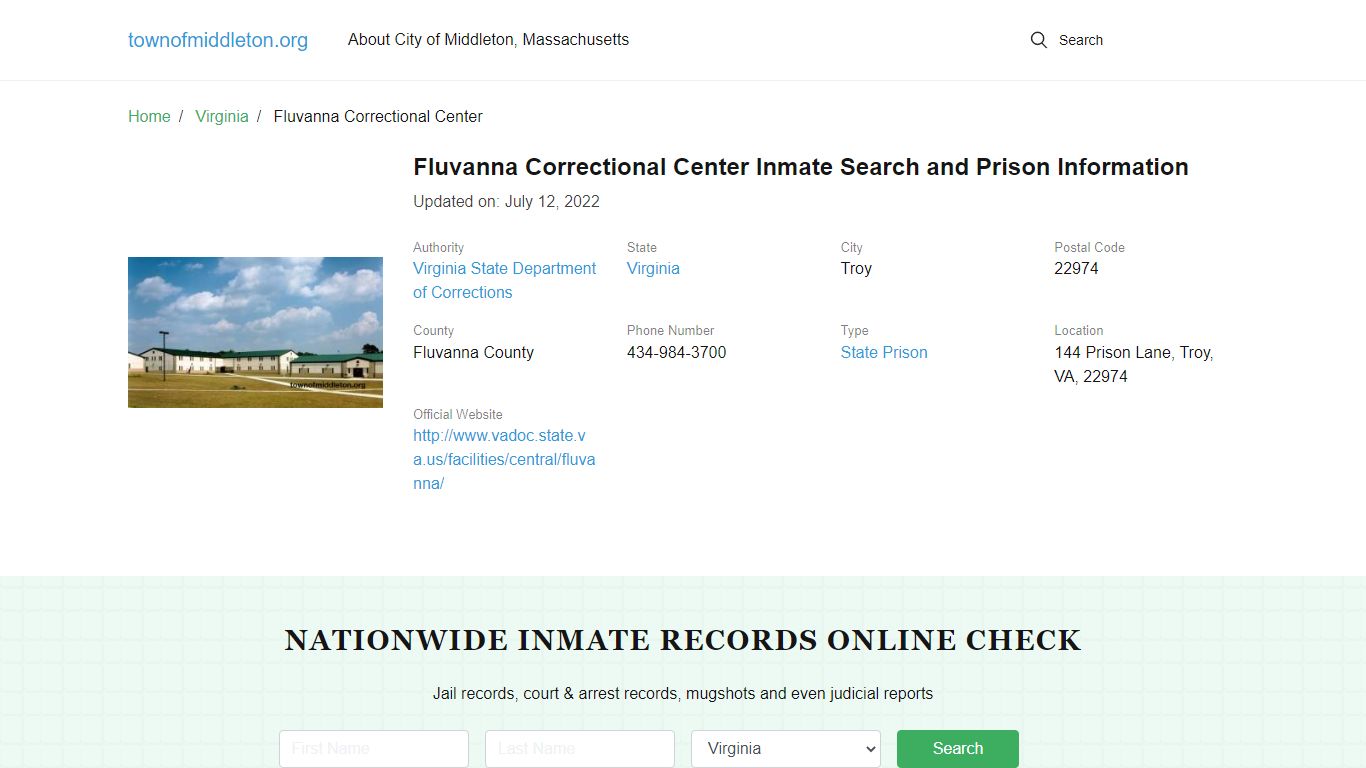 Fluvanna Correctional Center Inmate Search, Visitation, Phone no ...
